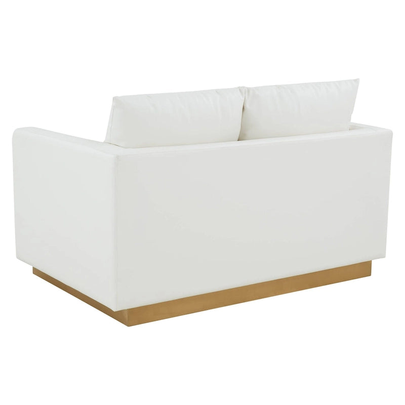 Causeuse moderne en cuir avec base et coussins dorés - 55.9