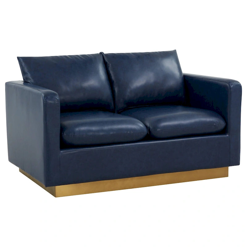 Causeuse moderne en cuir avec base et coussins dorés - 55.9