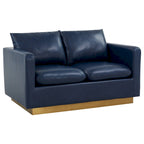 Causeuse moderne en cuir avec base et coussins dorés - 55.9