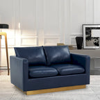 Causeuse moderne en cuir avec base et coussins dorés - 55.9