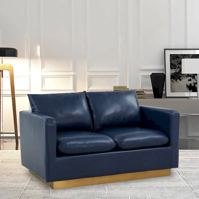 Causeuse moderne en cuir avec base et coussins dorés - 55.9