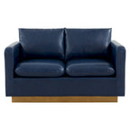 Causeuse moderne en cuir avec base et coussins dorés - 55.9