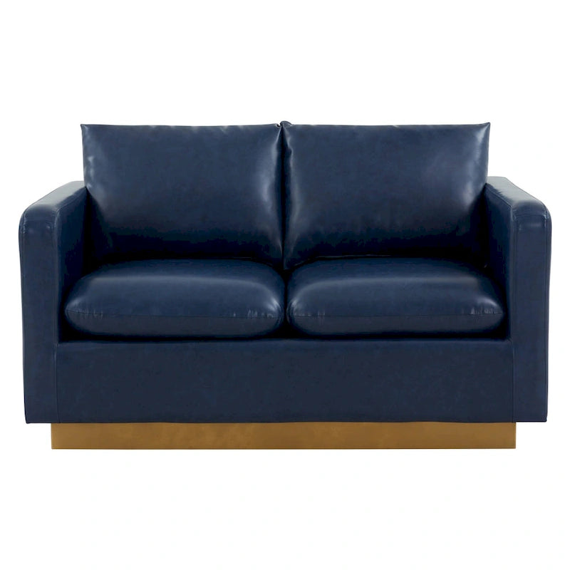 Causeuse moderne en cuir avec base et coussins dorés - 55.9