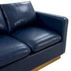 Causeuse moderne en cuir avec base et coussins dorés - 55.9