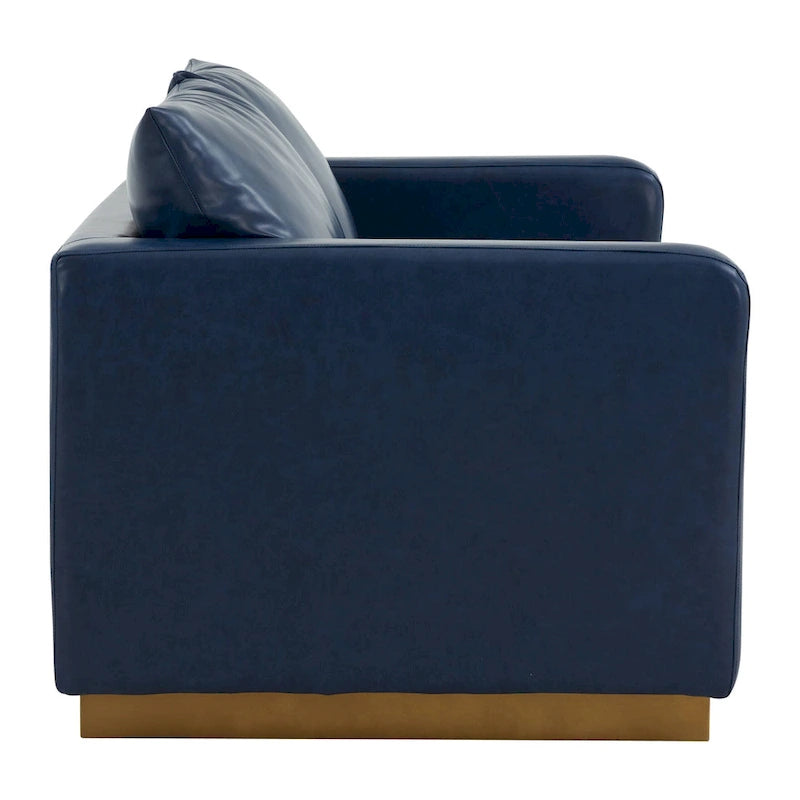 Causeuse moderne en cuir avec base et coussins dorés - 55.9