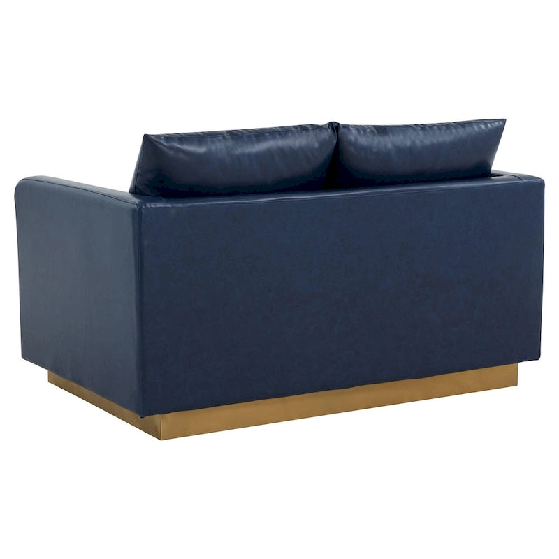 Causeuse moderne en cuir avec base et coussins dorés - 55.9