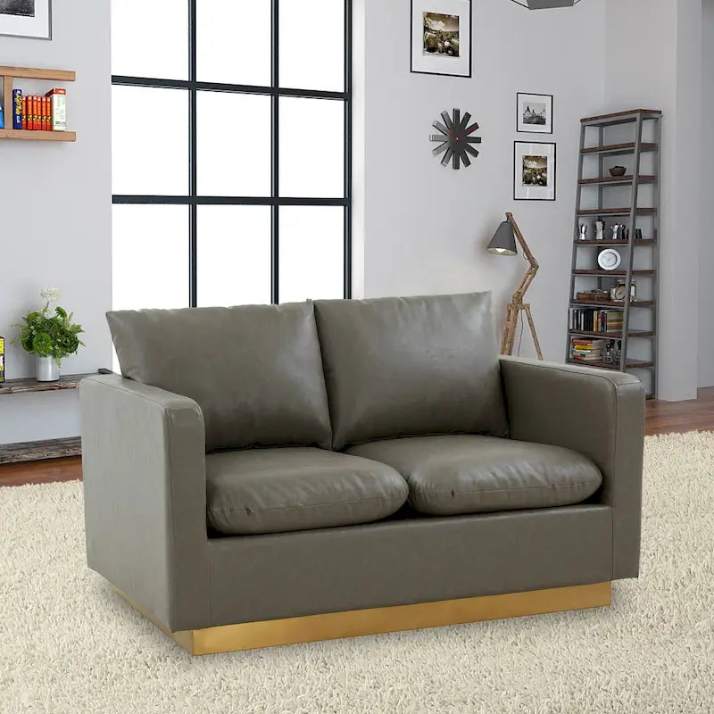 Causeuse moderne en cuir avec base et coussins dorés - 55.9