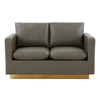 Causeuse moderne en cuir avec base et coussins dorés - 55.9
