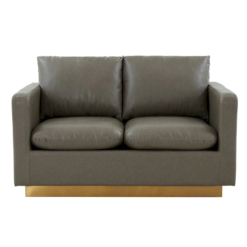 Causeuse moderne en cuir avec base et coussins dorés - 55.9