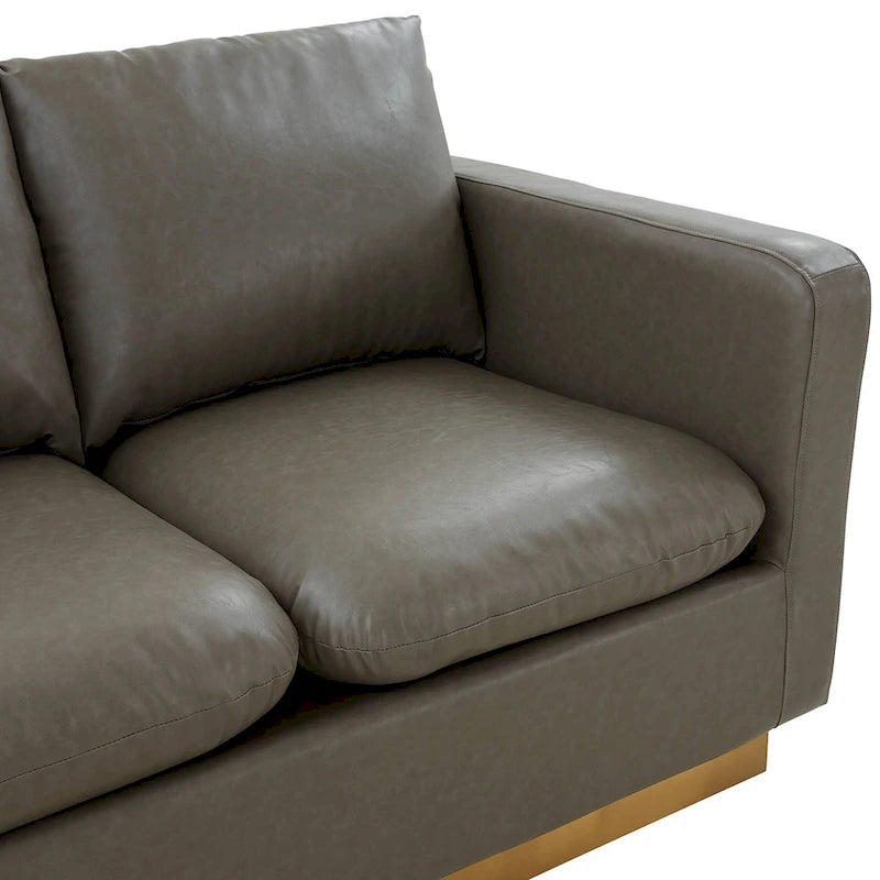 Causeuse moderne en cuir avec base et coussins dorés - 55.9