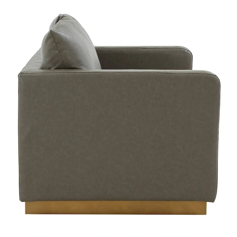 Causeuse moderne en cuir avec base et coussins dorés - 55.9