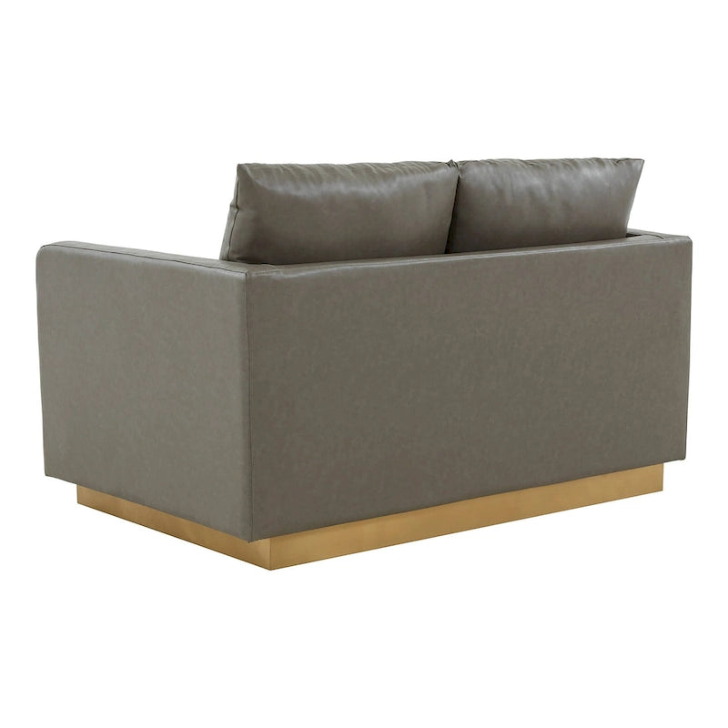 Causeuse moderne en cuir avec base et coussins dorés - 55.9