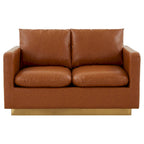 Causeuse moderne en cuir avec base et coussins dorés - 55.9