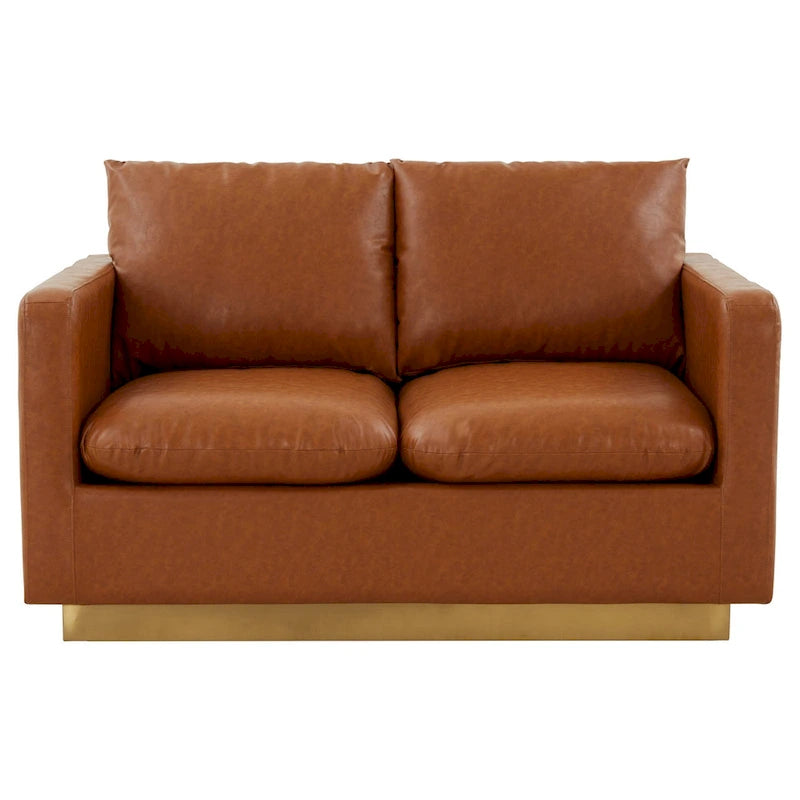 Causeuse moderne en cuir avec base et coussins dorés - 55.9