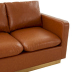 Causeuse moderne en cuir avec base et coussins dorés - 55.9