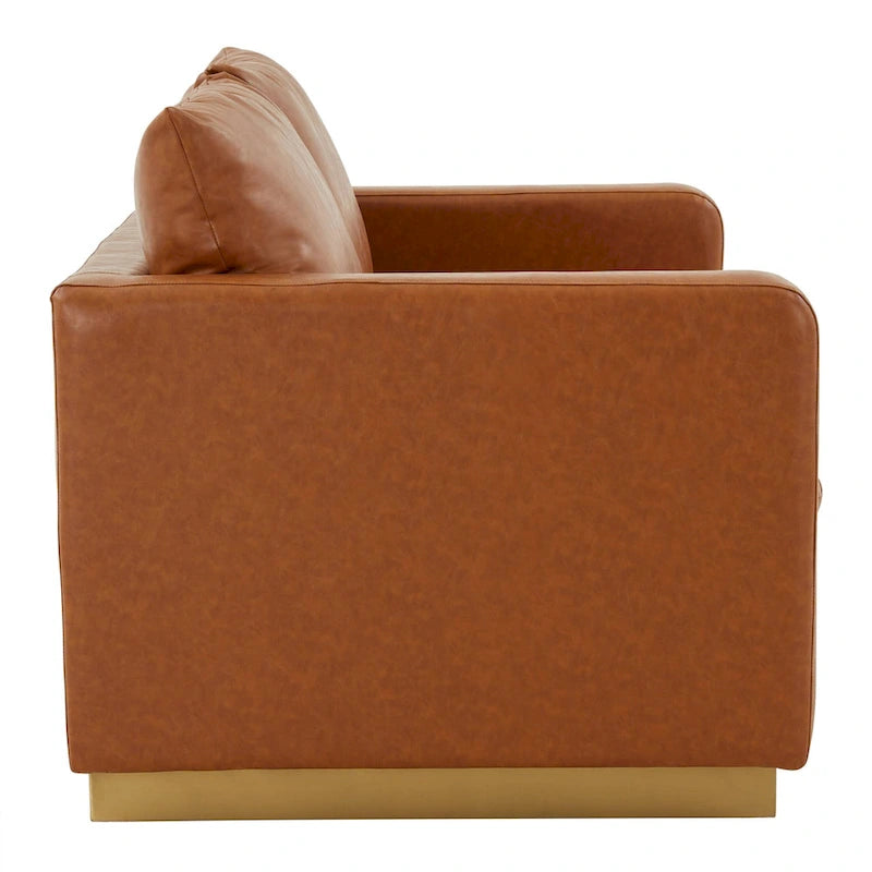 Causeuse moderne en cuir avec base et coussins dorés - 55.9