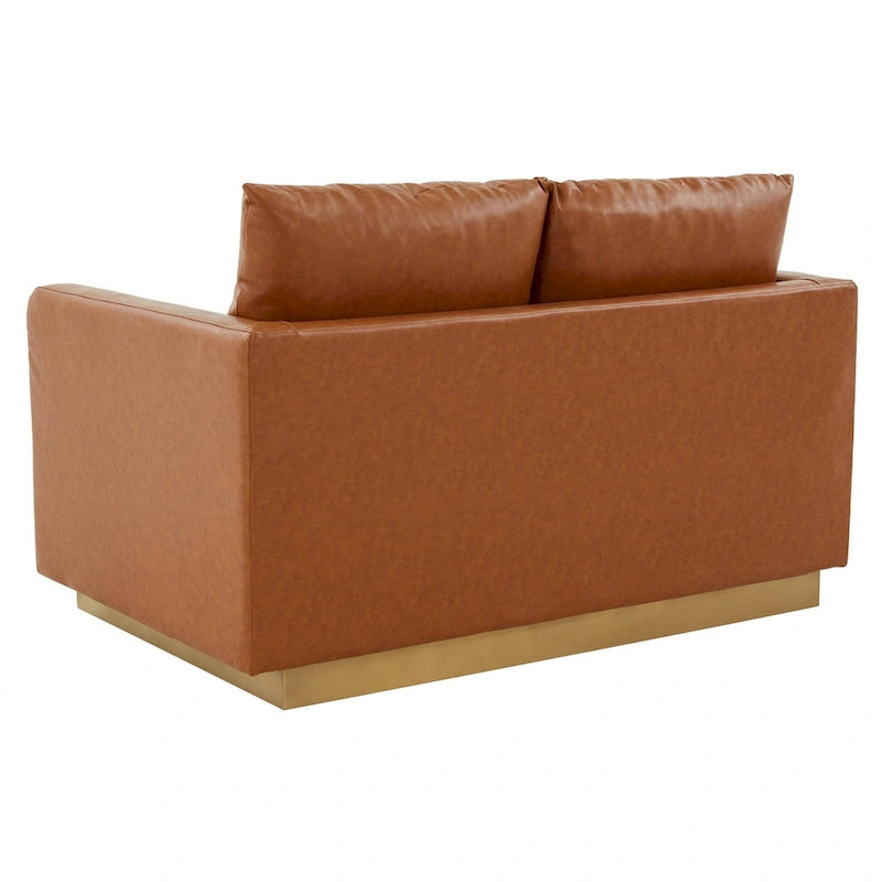 Causeuse moderne en cuir avec base et coussins dorés - 55.9