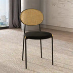 Lot de 4 chaises de salle à manger modernes Euston avec dossier en osier et assise en velours rembourré pour la maison, le bureau, le salon et la cuisine