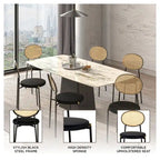 Lot de 4 chaises de salle à manger modernes Euston avec dossier en osier et assise en velours rembourré pour la maison, le bureau, le salon et la cuisine