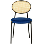 Lot de 4 chaises de salle à manger modernes Euston avec dossier en osier et assise en velours rembourré pour la maison, le bureau, le salon et la cuisine