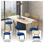 Lot de 4 chaises de salle à manger modernes Euston avec dossier en osier et assise en velours rembourré pour la maison, le bureau, le salon et la cuisine