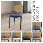 Lot de 4 chaises de salle à manger modernes Euston avec dossier en osier et assise en velours rembourré pour la maison, le bureau, le salon et la cuisine