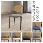 Lot de 4 chaises de salle à manger modernes Euston avec dossier en osier et assise en velours rembourré pour la maison, le bureau, le salon et la cuisine