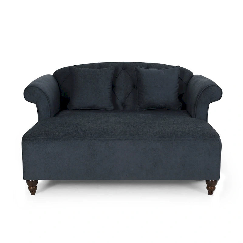 Méridienne double capitonnée contemporaine avec oreillers décoratifs – 63,00 L x 58,50 l x 34,50 H