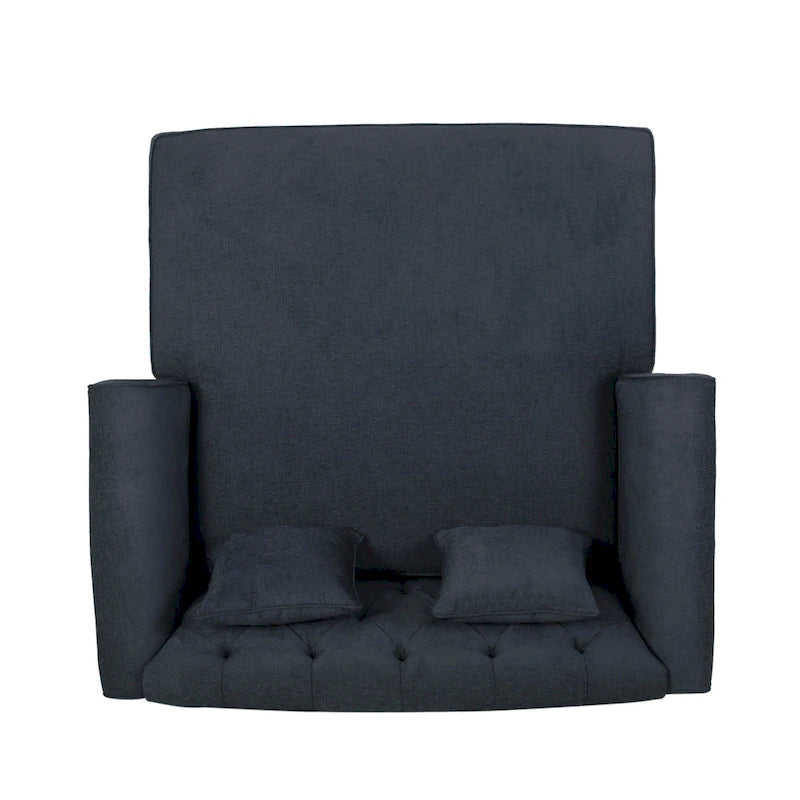 Méridienne double capitonnée contemporaine avec oreillers décoratifs – 63,00 L x 58,50 l x 34,50 H