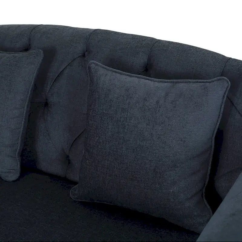 Méridienne double capitonnée contemporaine avec oreillers décoratifs – 63,00 L x 58,50 l x 34,50 H