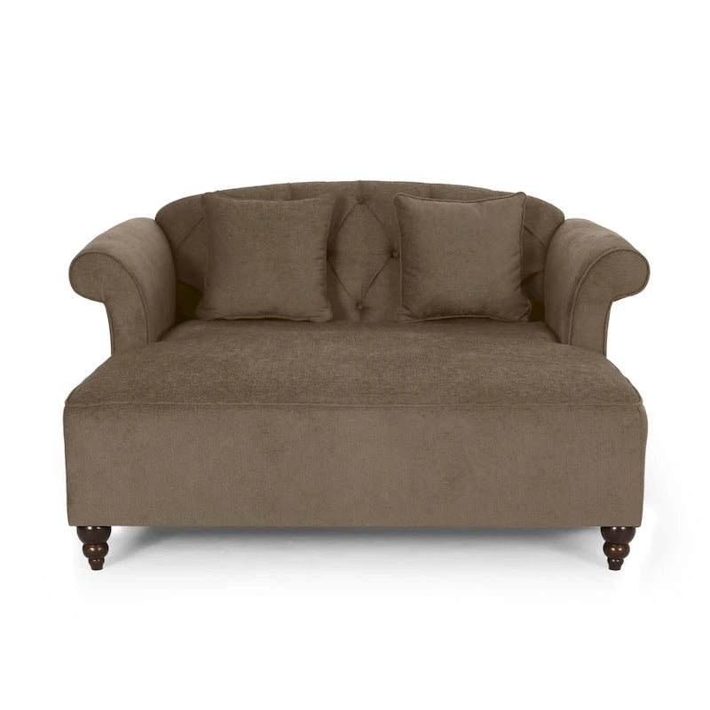 Méridienne double capitonnée contemporaine avec oreillers décoratifs – 63,00 L x 58,50 l x 34,50 H