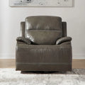 Fauteuil inclinable électrique en cuir – Fauteuil rembourré gris graphite