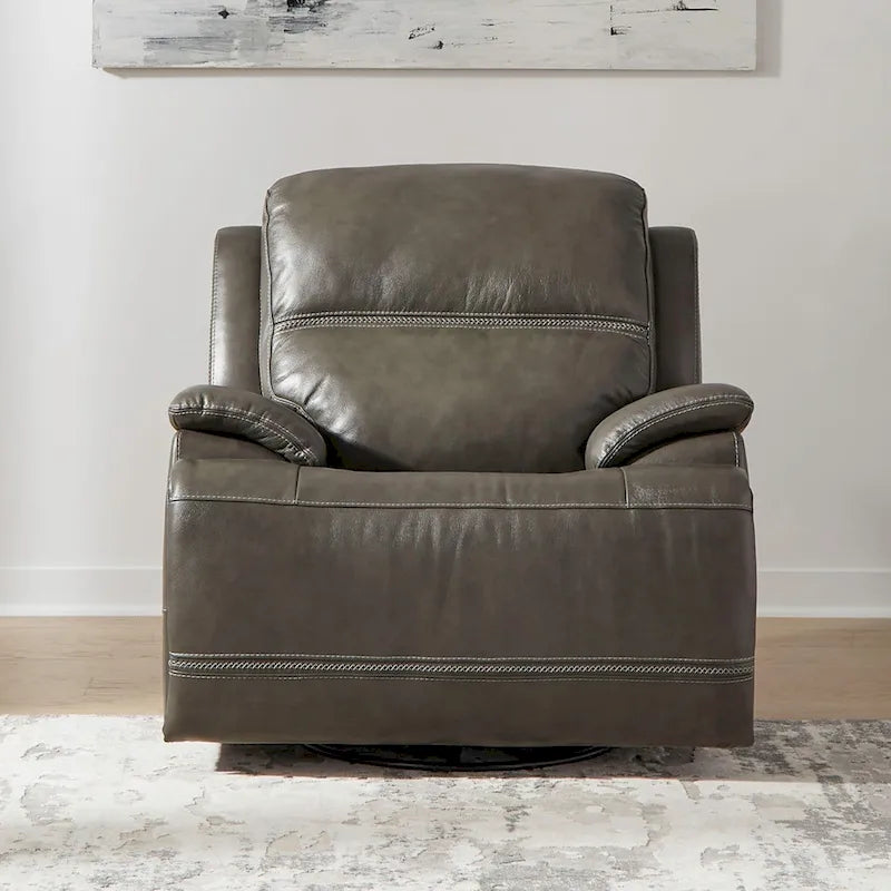 Fauteuil inclinable électrique en cuir – Fauteuil rembourré gris graphite