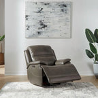 Fauteuil inclinable électrique en cuir – Fauteuil rembourré gris graphite