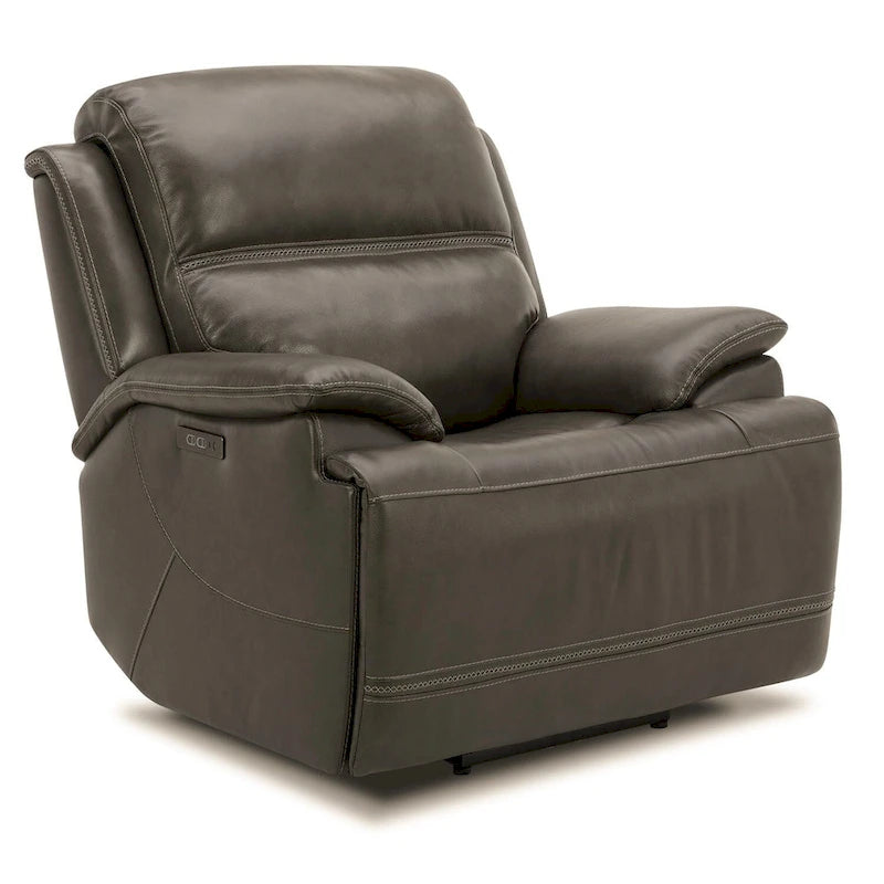 Fauteuil inclinable électrique en cuir – Fauteuil rembourré gris graphite