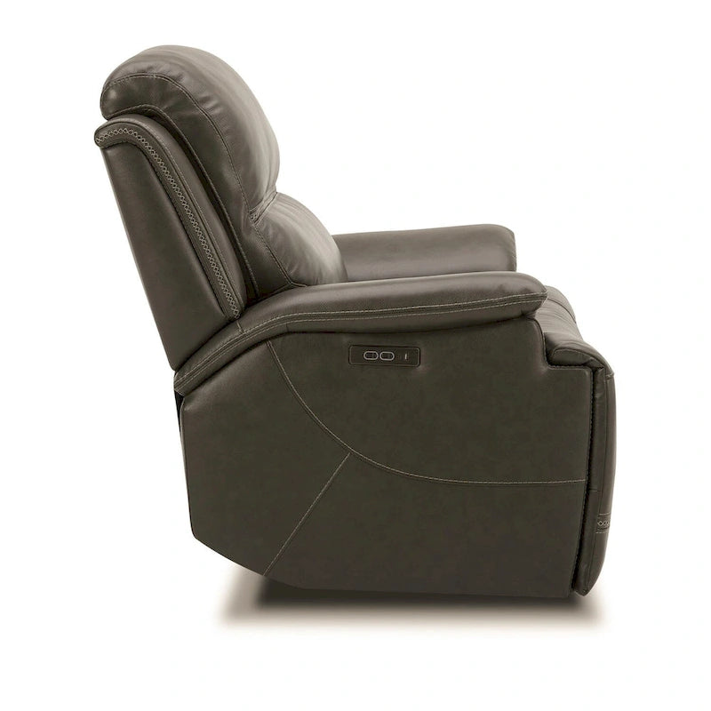 Fauteuil inclinable électrique en cuir – Fauteuil rembourré gris graphite
