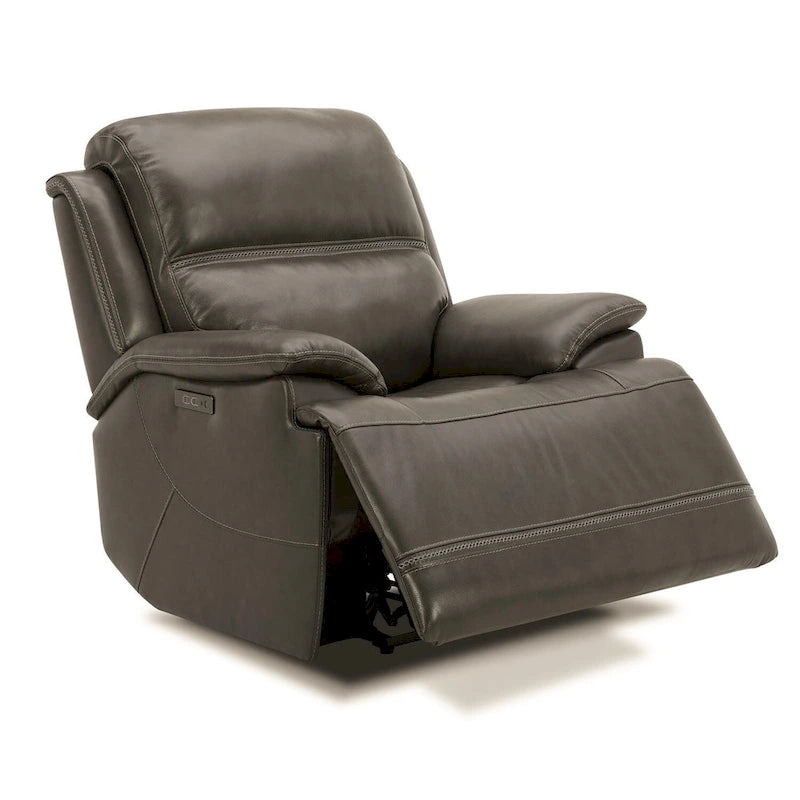 Fauteuil inclinable électrique en cuir – Fauteuil rembourré gris graphite