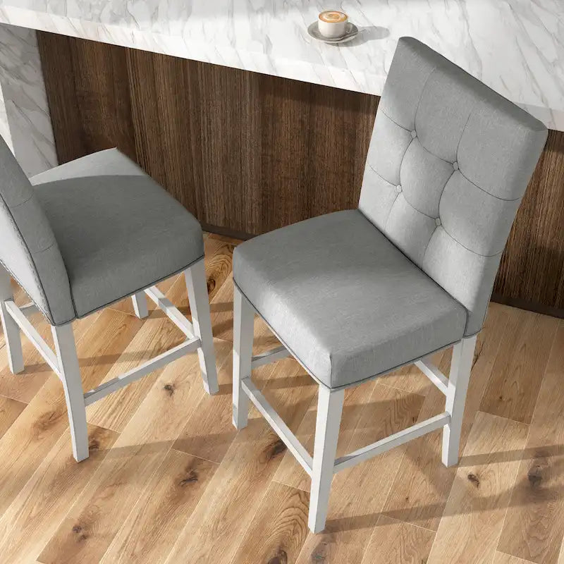 Chaises de comptoir capitonnées modernes grises Tia (lot de 2)