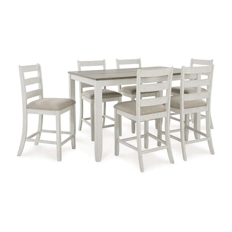 Table à manger hauteur comptoir et tabourets de bar blancs