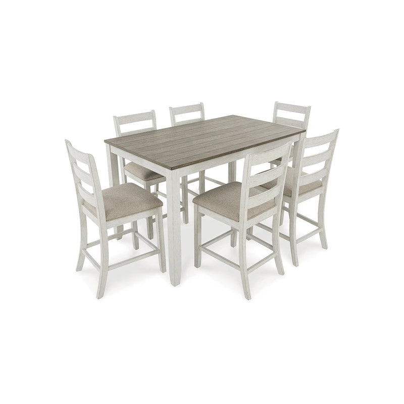 Table à manger hauteur comptoir et tabourets de bar blancs