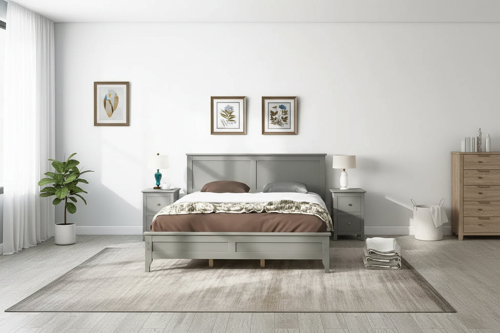 Lit plateforme Queen en bois massif