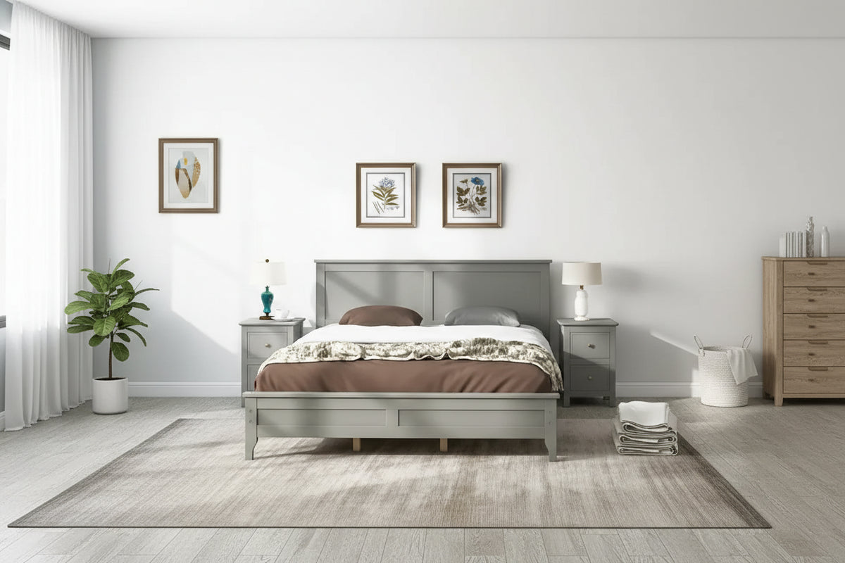 Lit plateforme Queen en bois massif