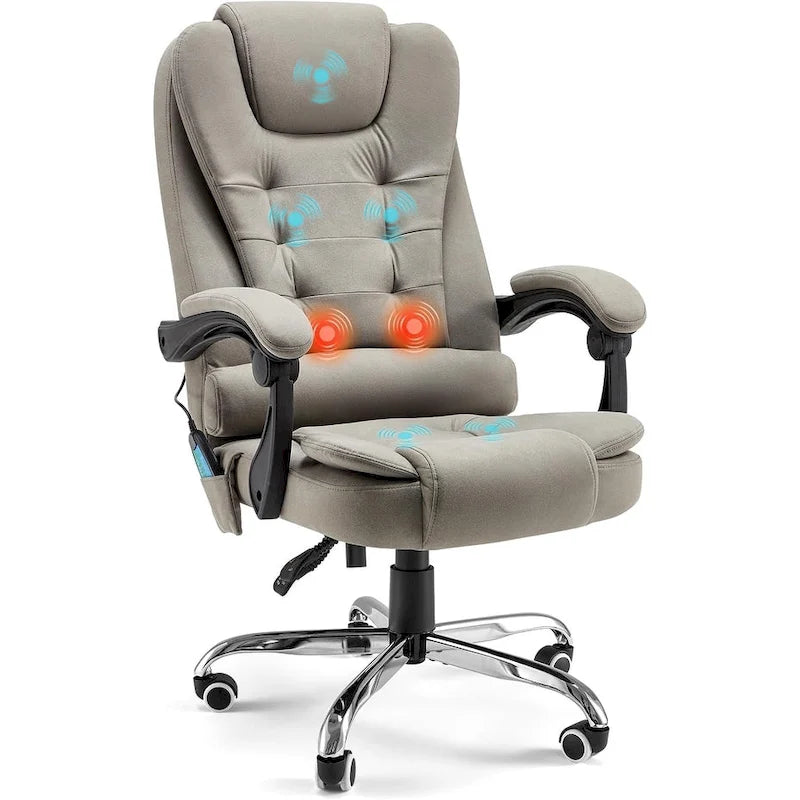Chaise de bureau ergonomique avec 7 points de massage vibrant et fonctions chauffantes