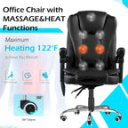 Chaise de bureau ergonomique avec 7 points de massage vibrant et fonctions chauffantes