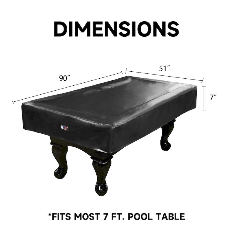 Housse de billard en similicuir PU robuste de 7/8/9 pieds - Noir