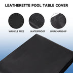 Housse de billard en similicuir PU robuste de 7/8/9 pieds - Noir