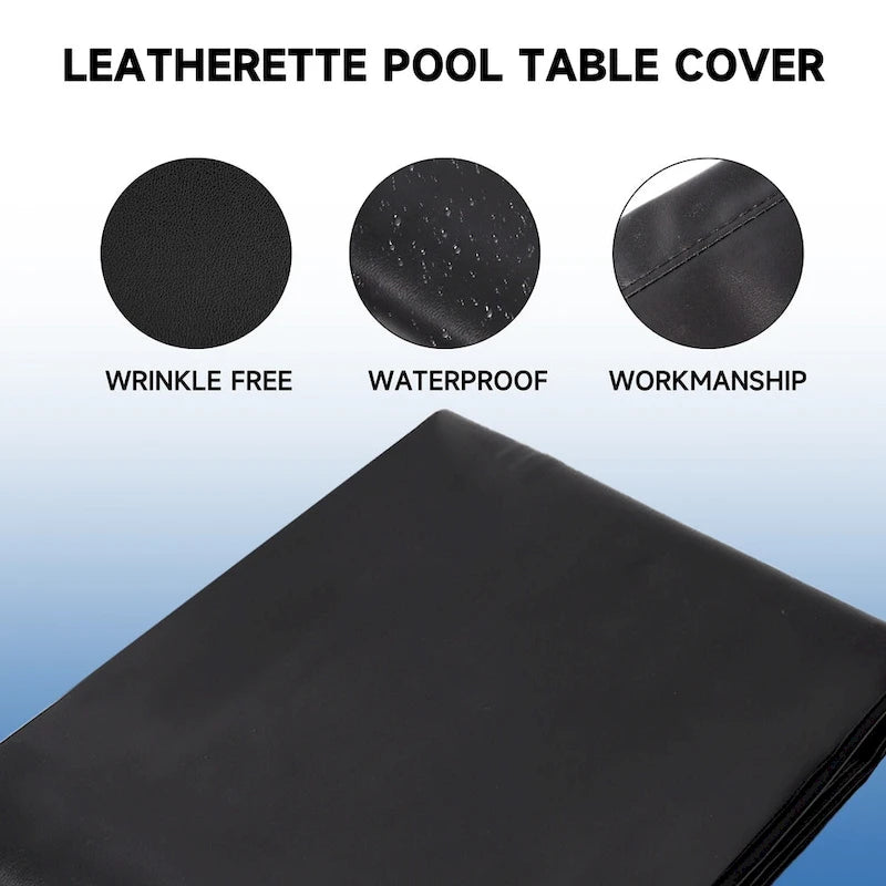 Housse de billard en similicuir PU robuste de 7/8/9 pieds - Noir