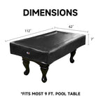Housse de billard en similicuir PU robuste de 7/8/9 pieds - Noir