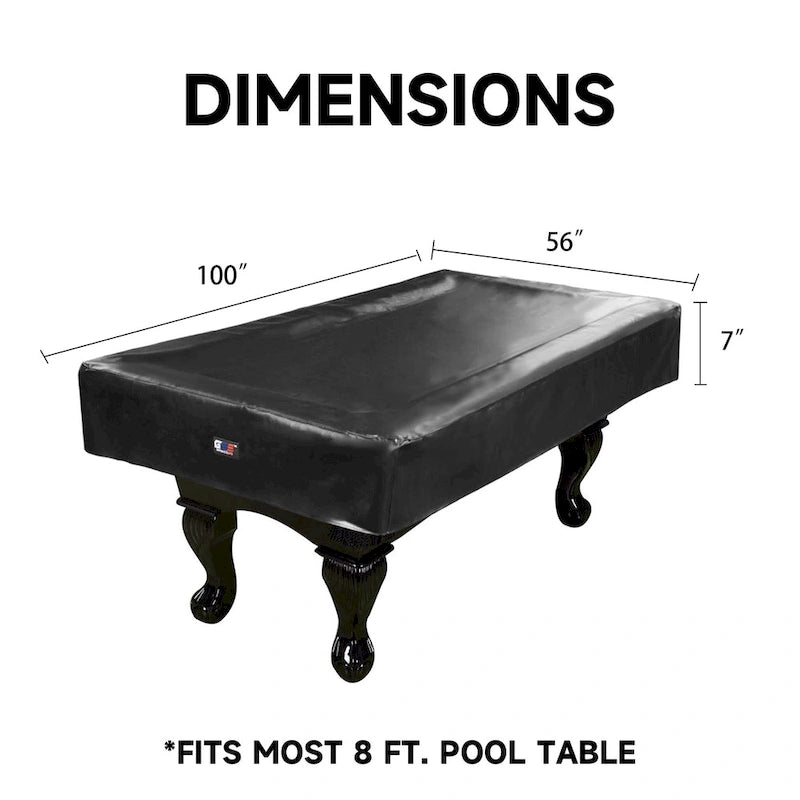 Housse de billard en similicuir PU robuste de 7/8/9 pieds - Noir