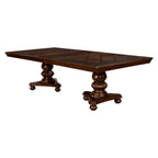 Salle à manger formelle 9 pièces Madzharovo en similicuir marron cerise traditionnel